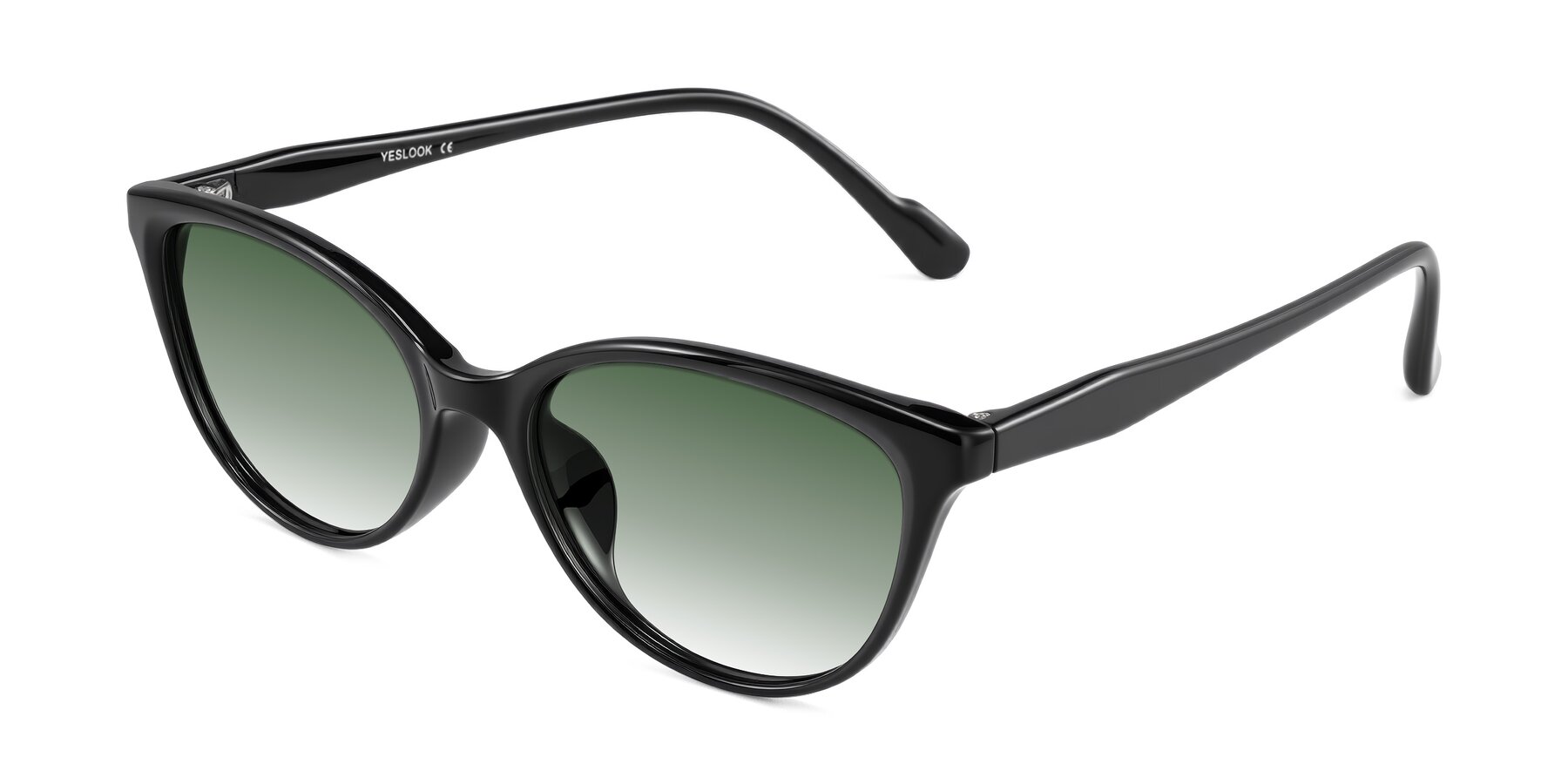 Angle of Hickman in Black with Green Gradient Lenses