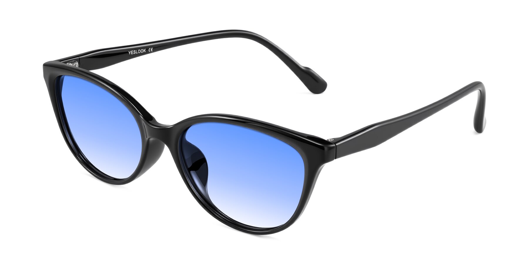 Angle of Hickman in Black with Blue Gradient Lenses