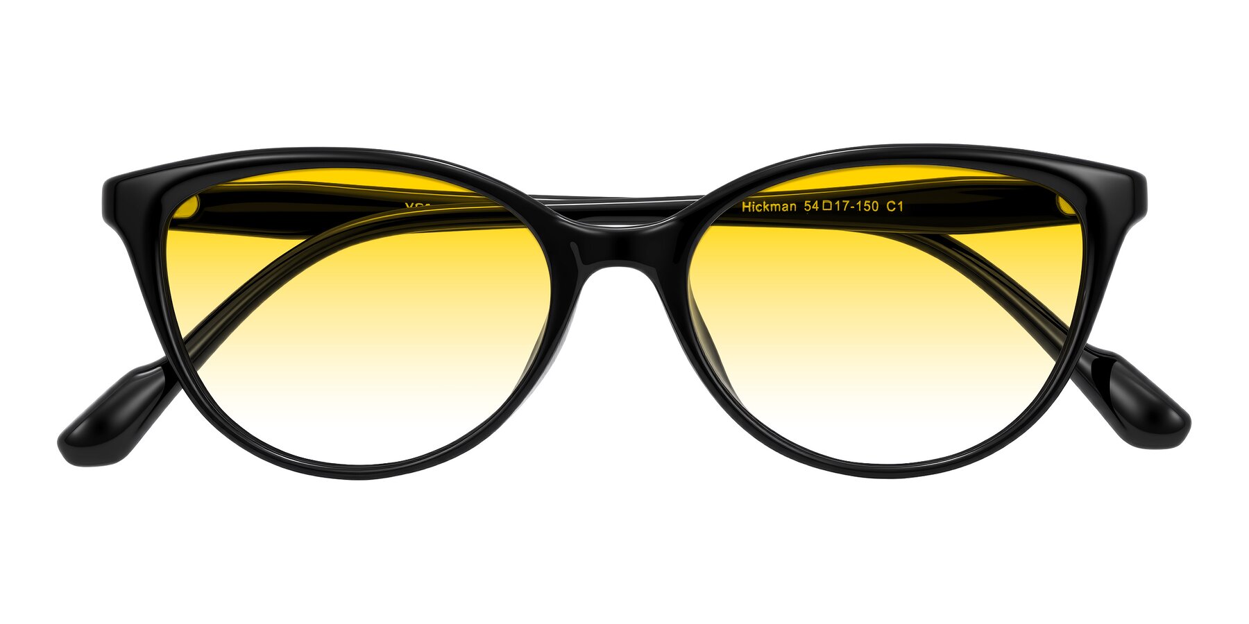 Folded Front of Hickman in Black with Yellow Gradient Lenses
