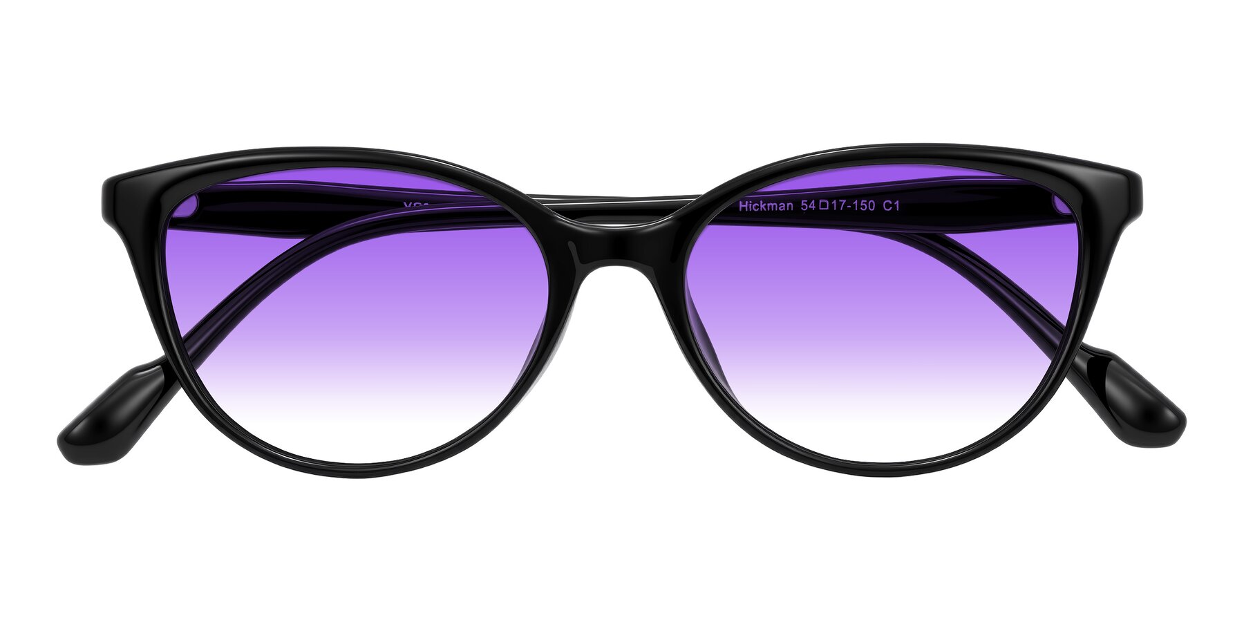 Folded Front of Hickman in Black with Purple Gradient Lenses