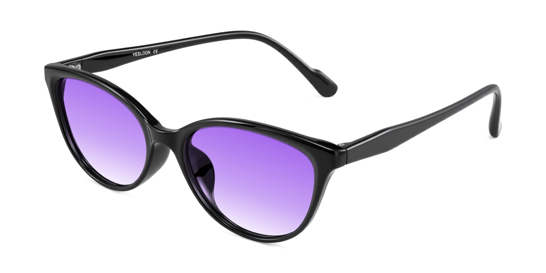 Angle of Hickman in Black with Purple Gradient Lenses