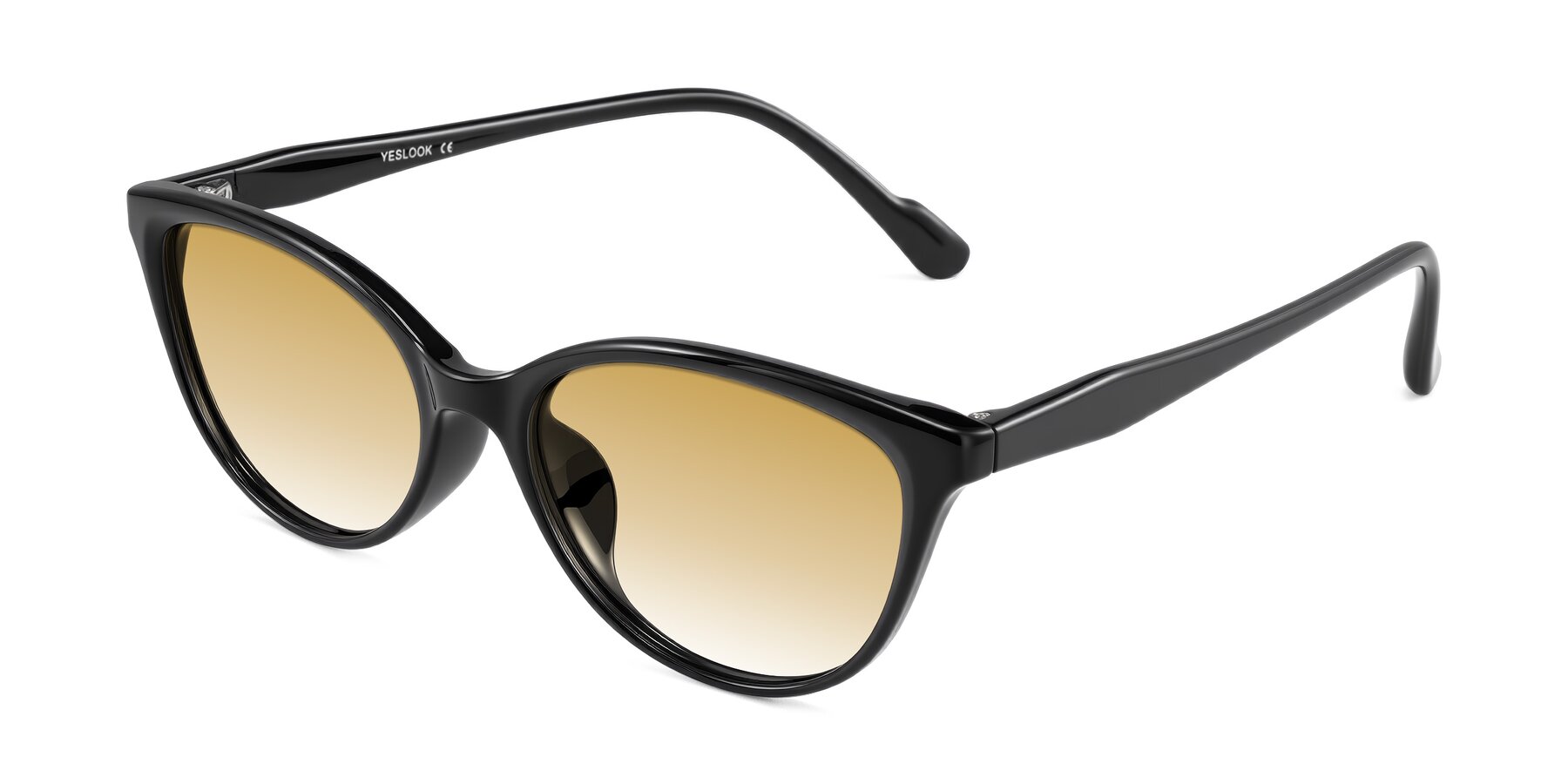 Angle of Hickman in Black with Champagne Gradient Lenses