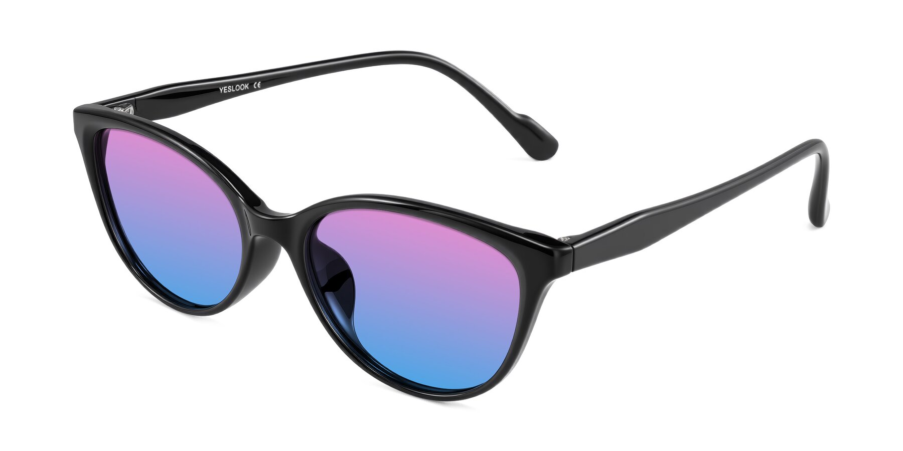 Angle of Hickman in Black with Pink / Blue Gradient Lenses