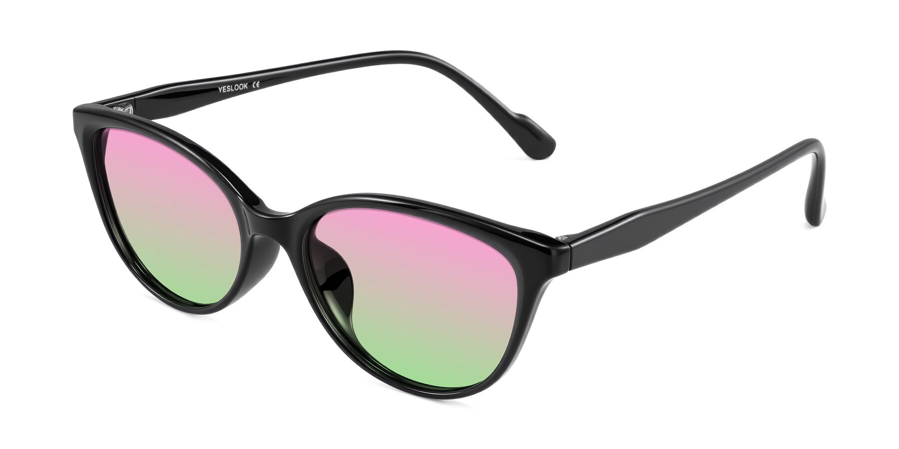 Angle of Hickman in Black with Pink / Green Gradient Lenses