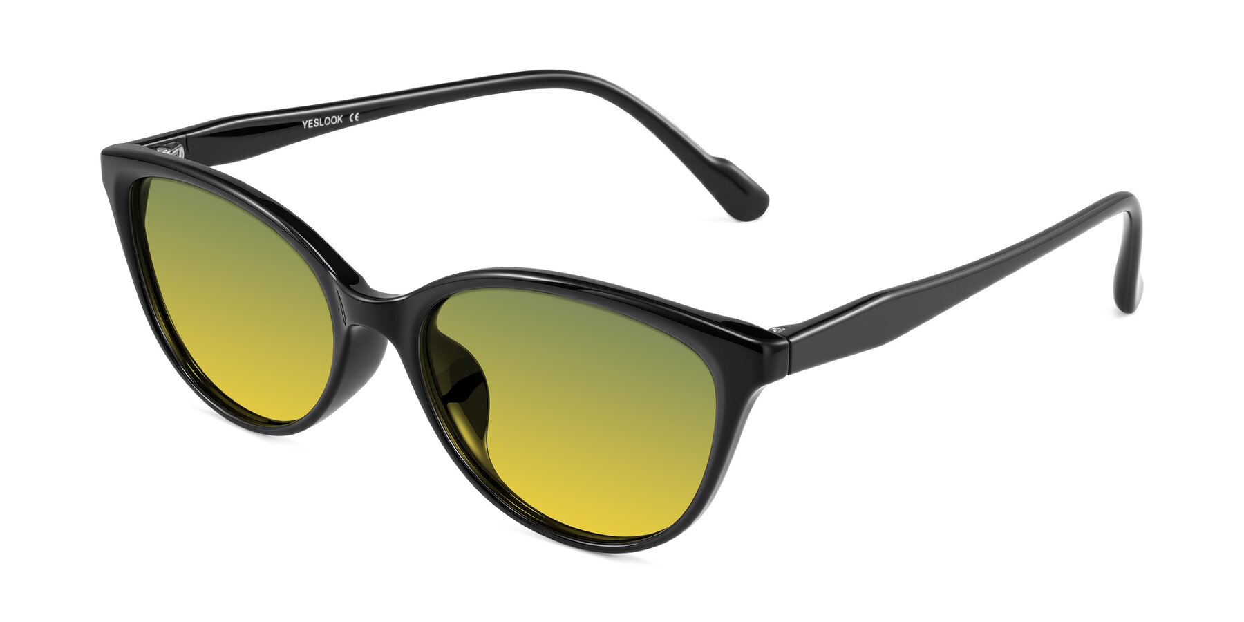 Angle of Hickman in Black with Green / Yellow Gradient Lenses