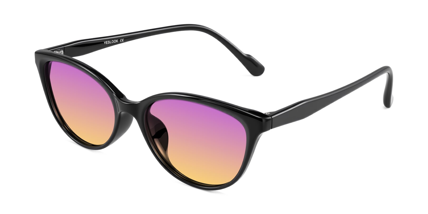Angle of Hickman in Black with Purple / Yellow Gradient Lenses