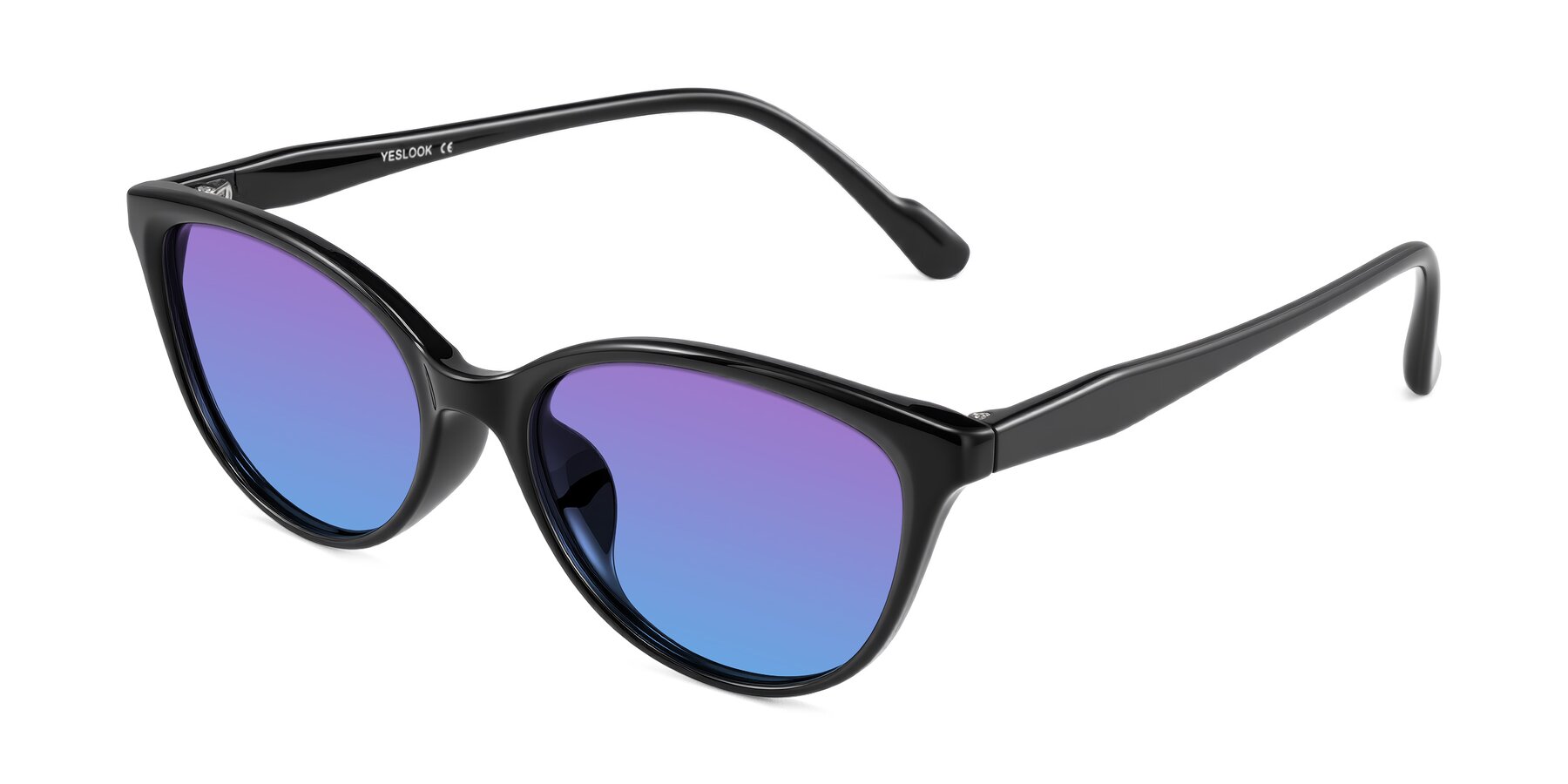Angle of Hickman in Black with Purple / Blue Gradient Lenses