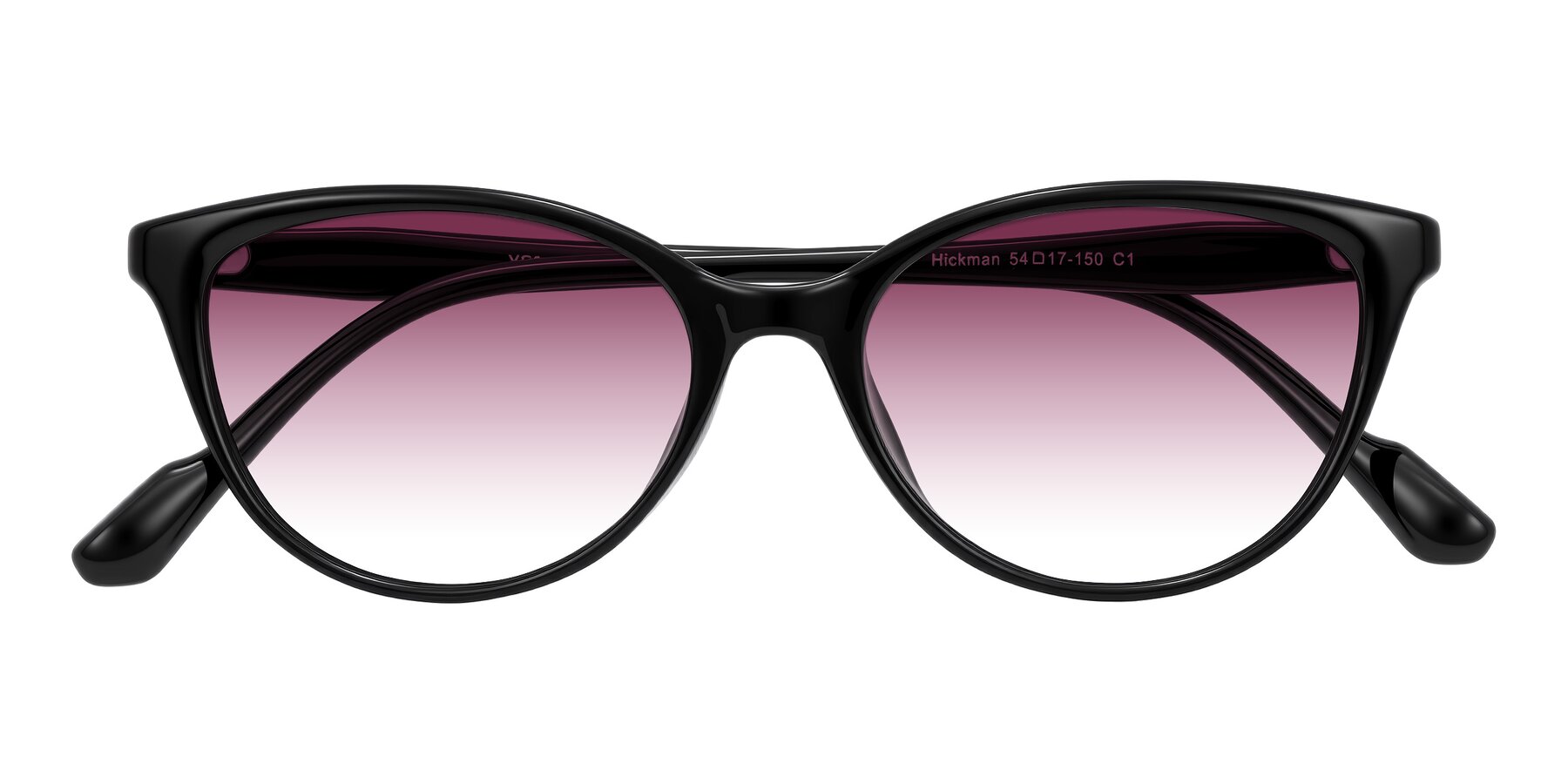 Folded Front of Hickman in Black with Wine Gradient Lenses
