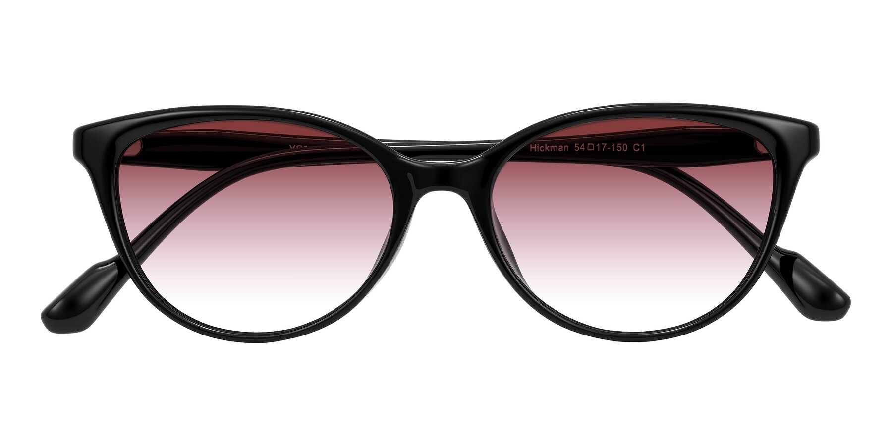 Folded Front of Hickman in Black with Garnet Gradient Lenses