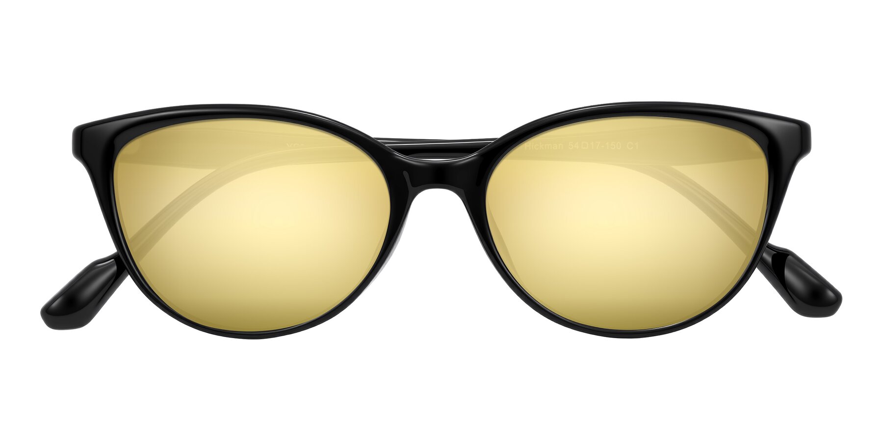 Folded Front of Hickman in Black with Gold Mirrored Lenses