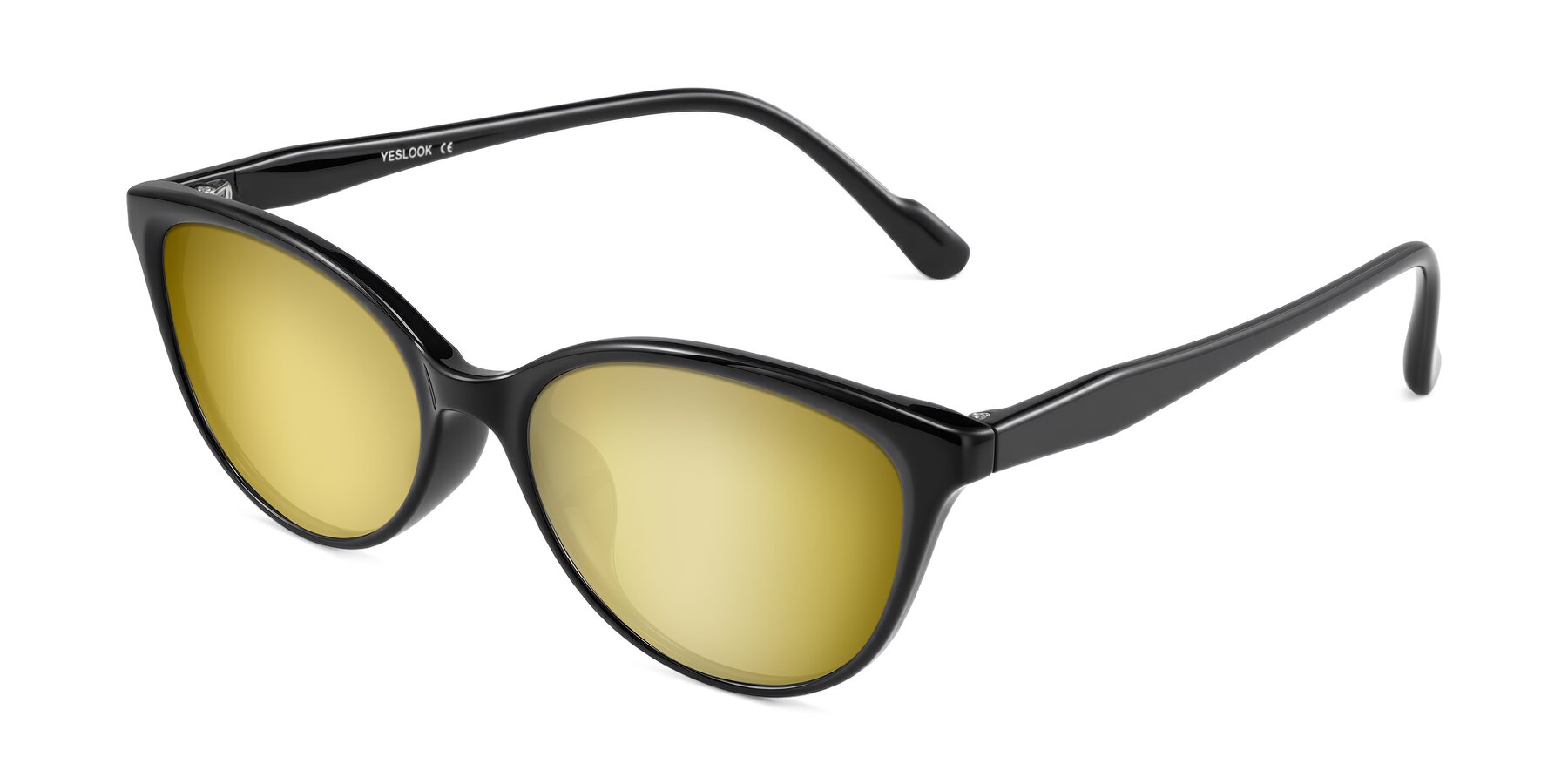 Angle of Hickman in Black with Gold Mirrored Lenses