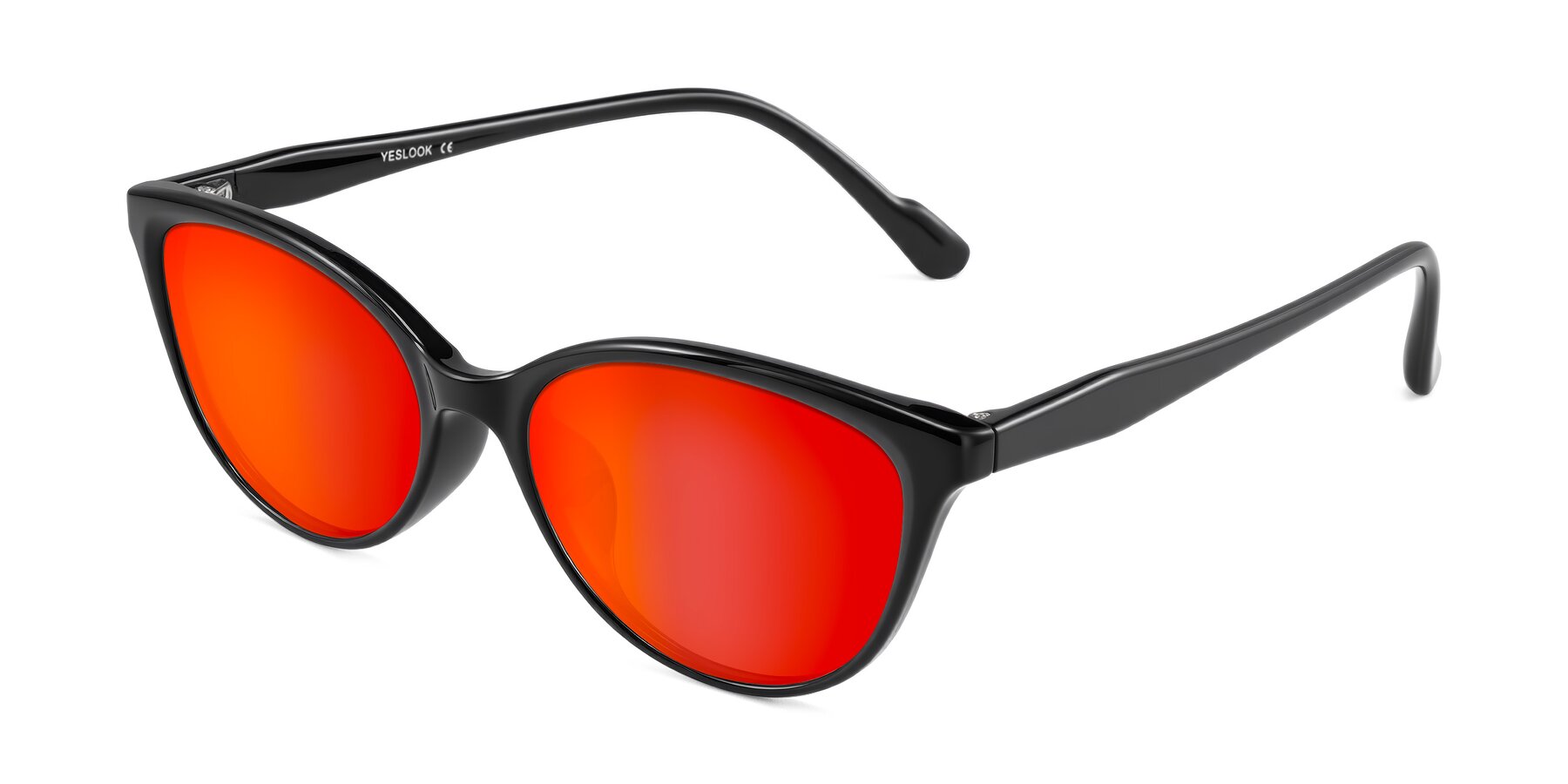 Angle of Hickman in Black with Red Gold Mirrored Lenses