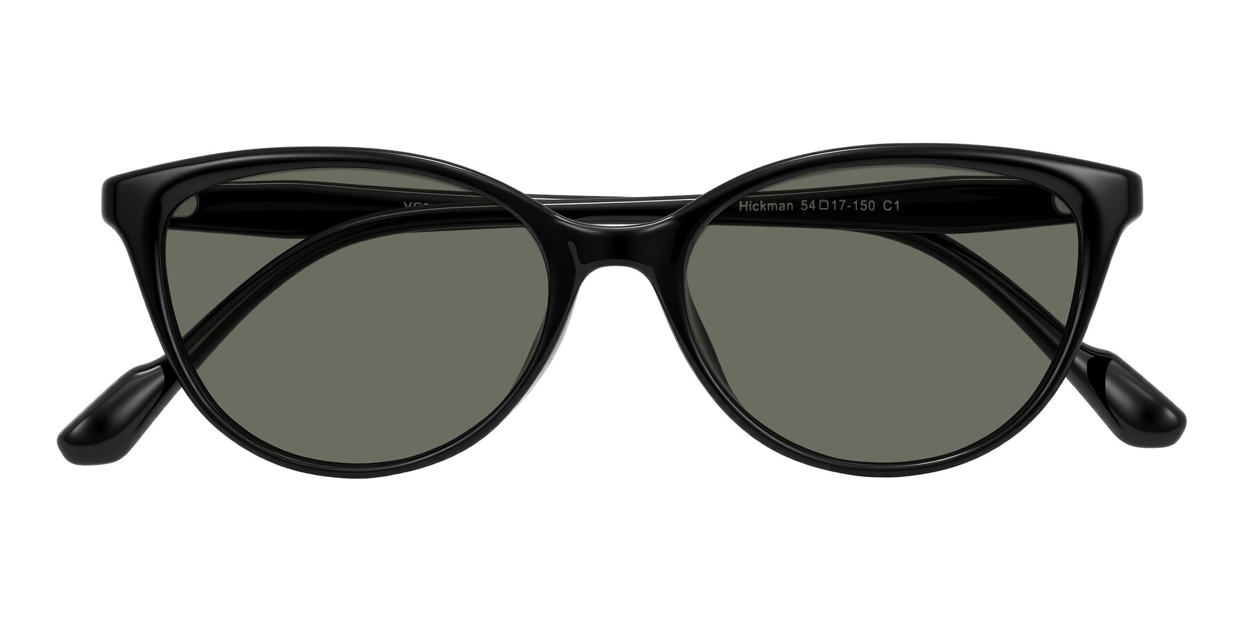Folded Front of Hickman in Black with Gray Polarized Lenses