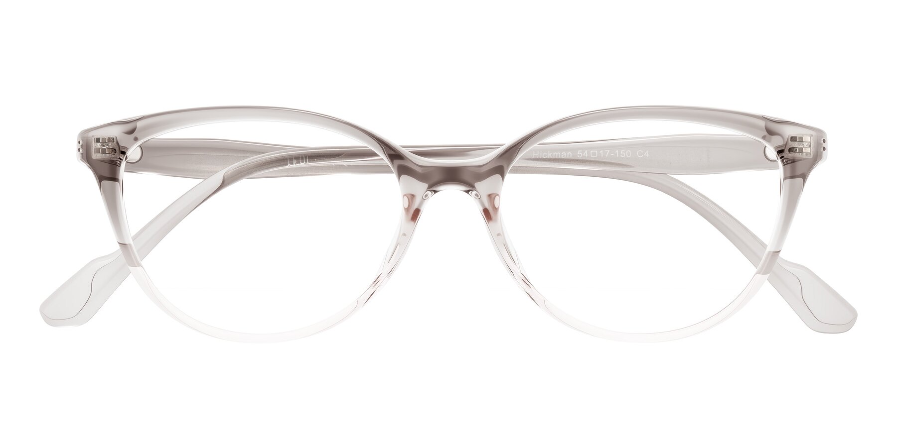 Folded Front of Hickman in Gray/Light Pink with Clear Eyeglass Lenses