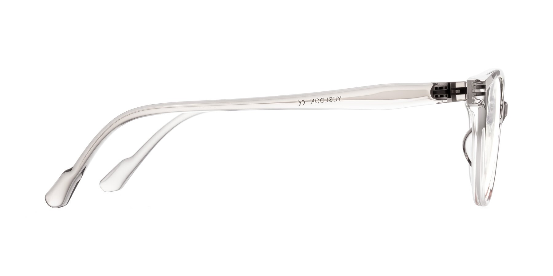 Side of Hickman in Gray/Light Pink with Clear Eyeglass Lenses