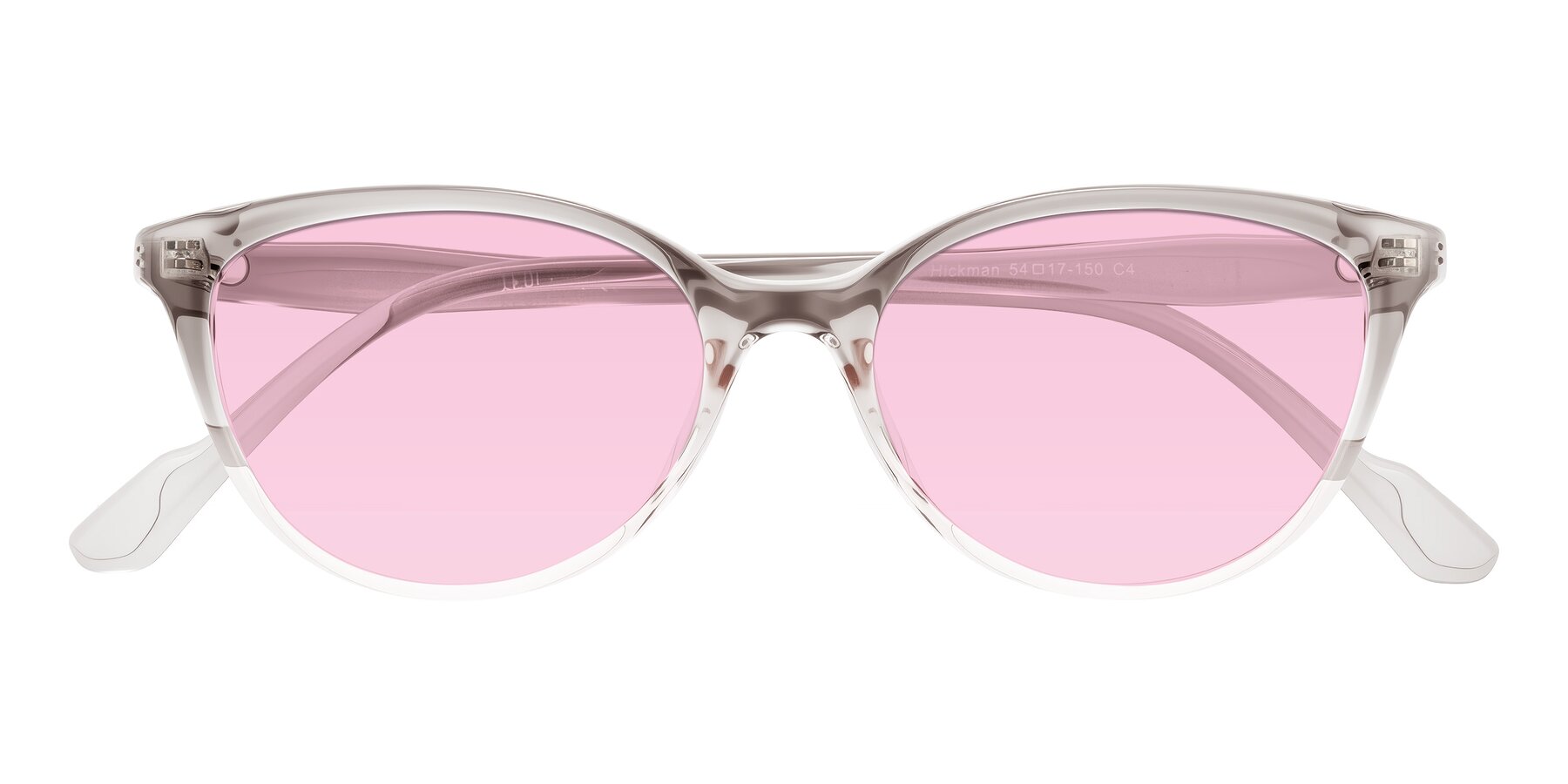 Folded Front of Hickman in Gray/Light Pink with Light Pink Tinted Lenses