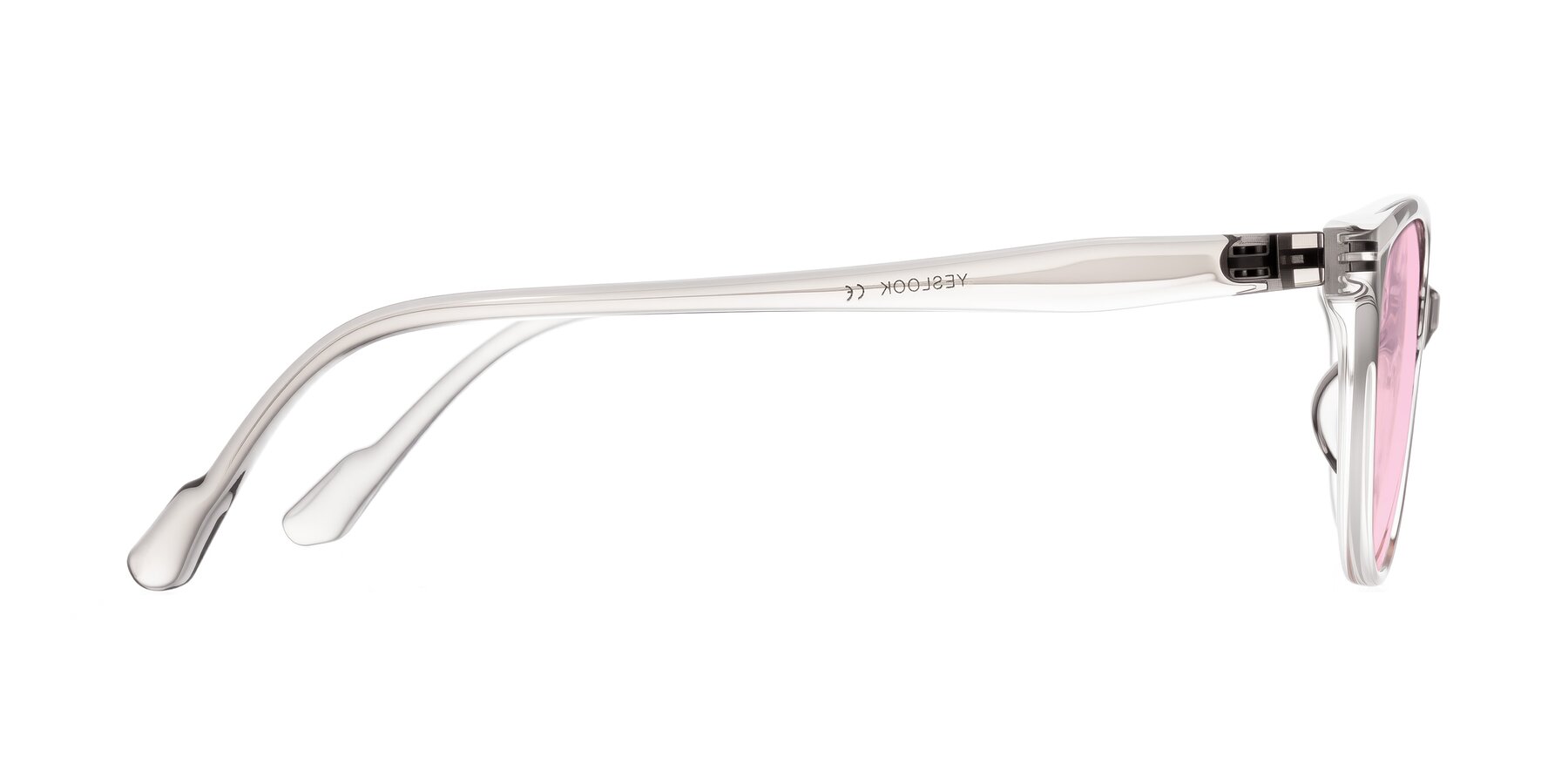 Side of Hickman in Gray/Light Pink with Light Pink Tinted Lenses