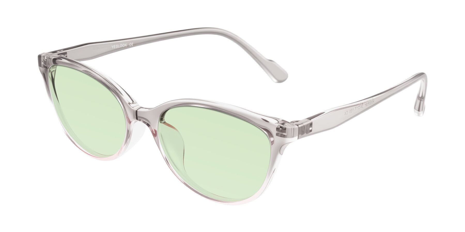 Angle of Hickman in Gray/Light Pink with Light Green Tinted Lenses