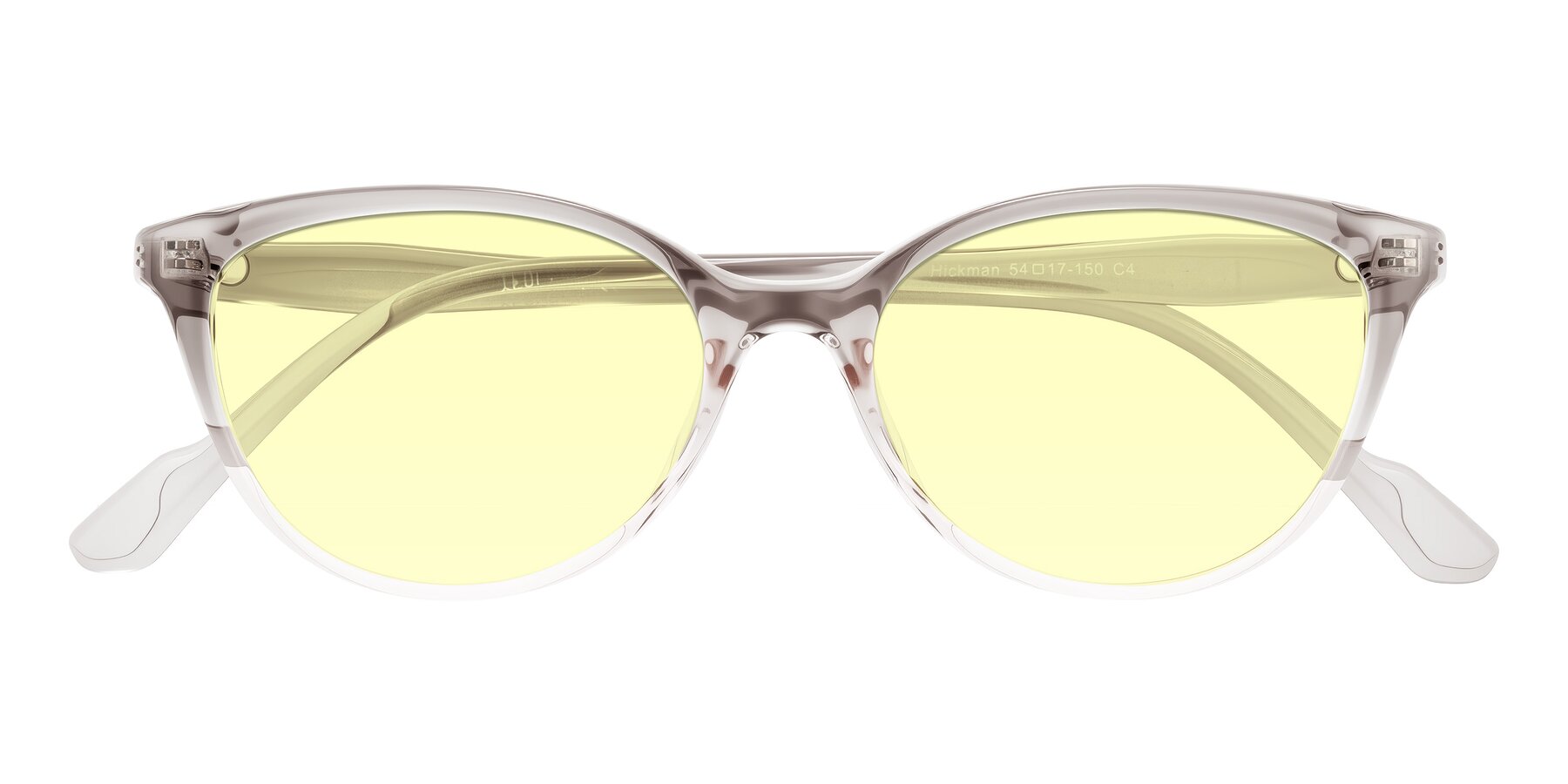 Folded Front of Hickman in Gray/Light Pink with Light Yellow Tinted Lenses