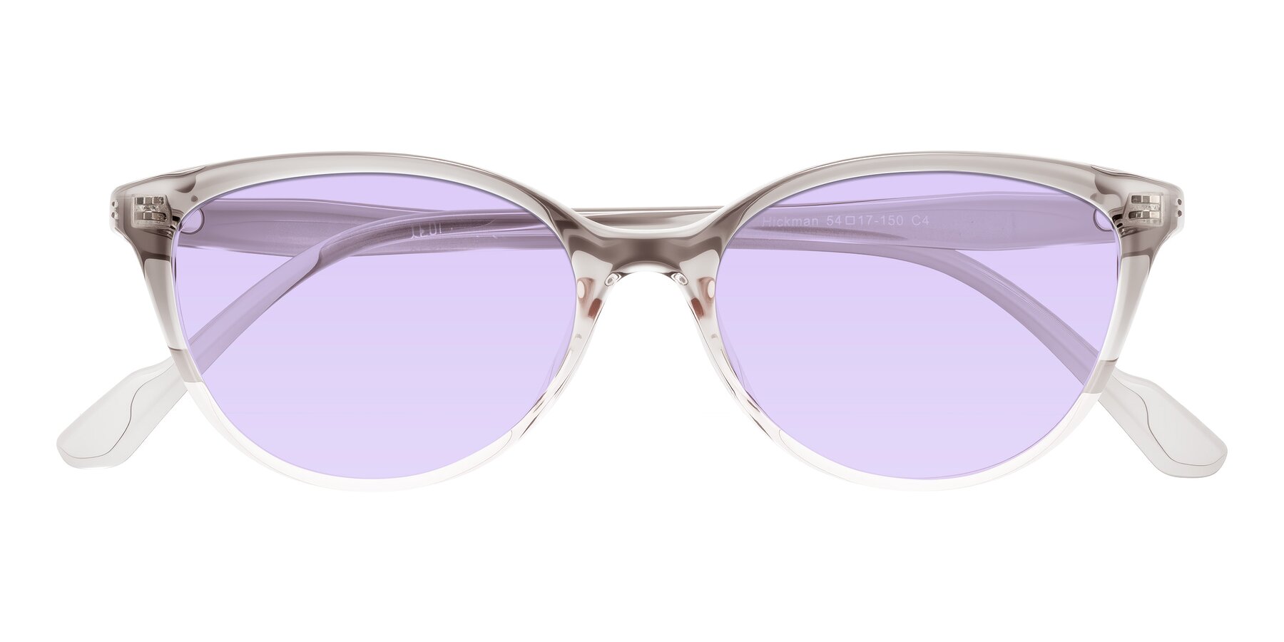 Folded Front of Hickman in Gray/Light Pink with Light Purple Tinted Lenses
