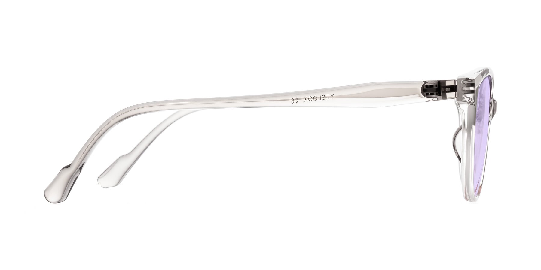 Side of Hickman in Gray/Light Pink with Light Purple Tinted Lenses