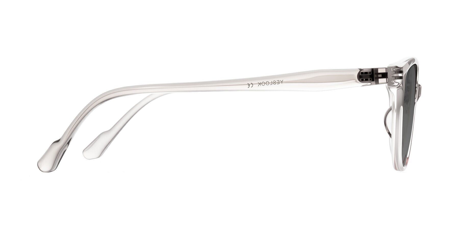 Side of Hickman in Gray/Light Pink with Medium Gray Tinted Lenses