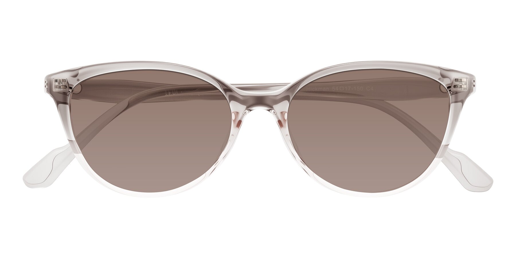 Folded Front of Hickman in Gray/Light Pink with Medium Brown Tinted Lenses