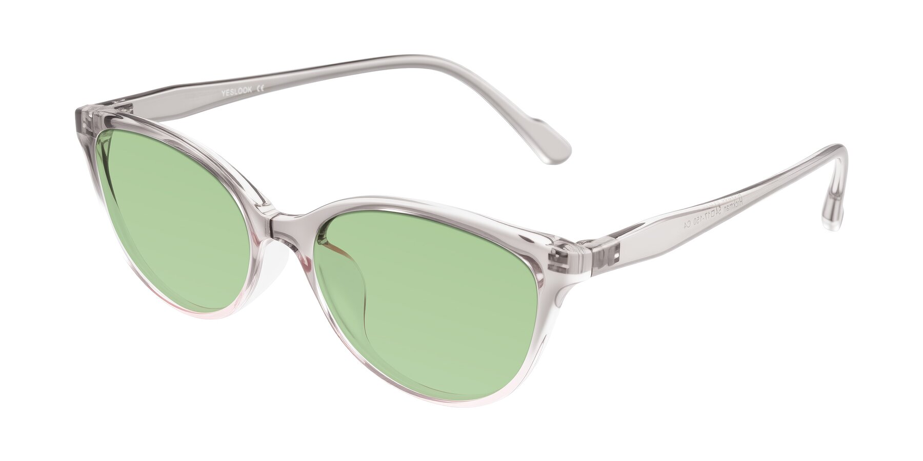 Angle of Hickman in Gray/Light Pink with Medium Green Tinted Lenses