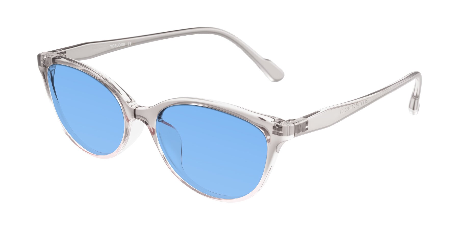 Angle of Hickman in Gray/Light Pink with Medium Blue Tinted Lenses
