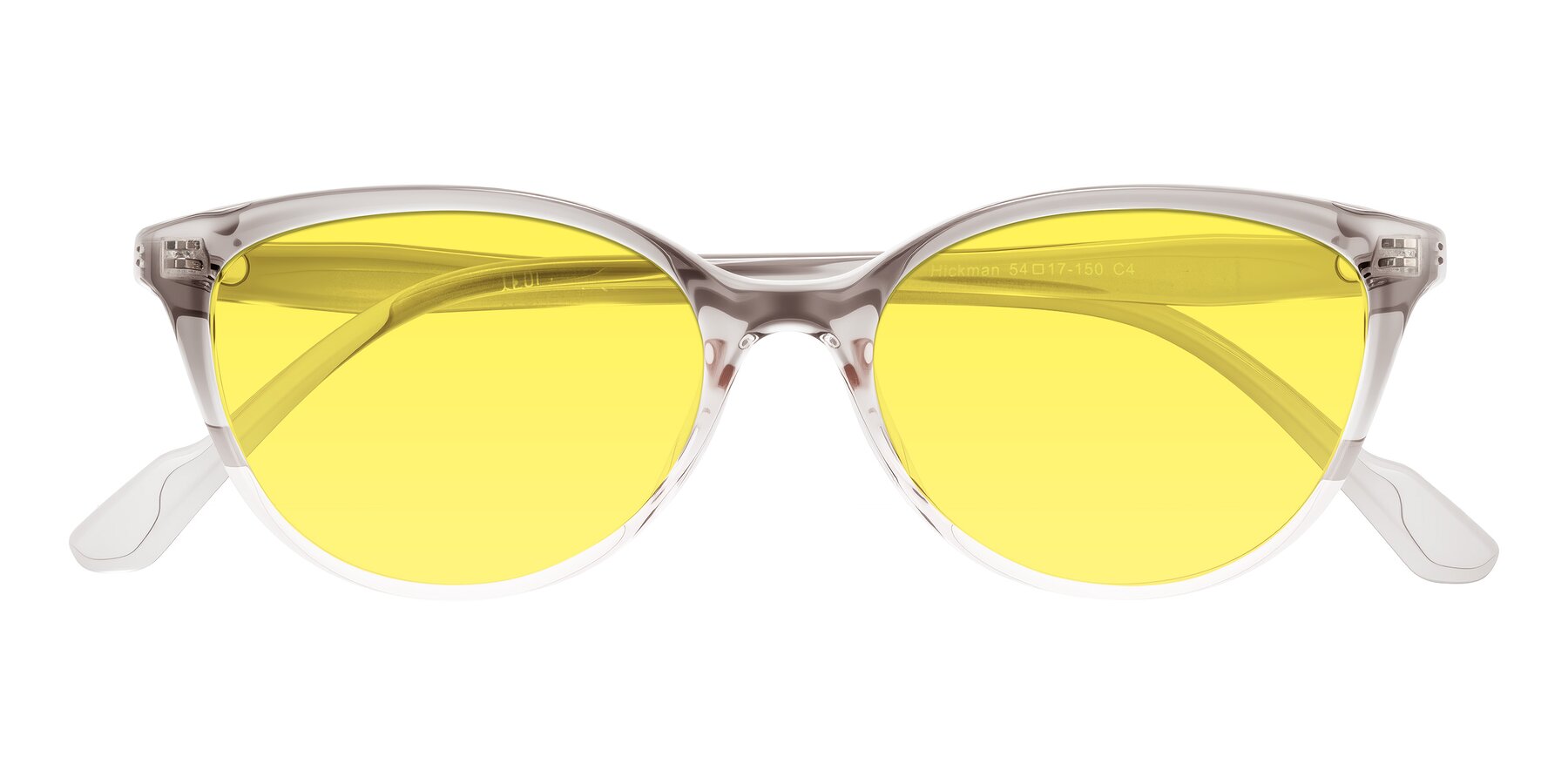 Folded Front of Hickman in Gray/Light Pink with Medium Yellow Tinted Lenses