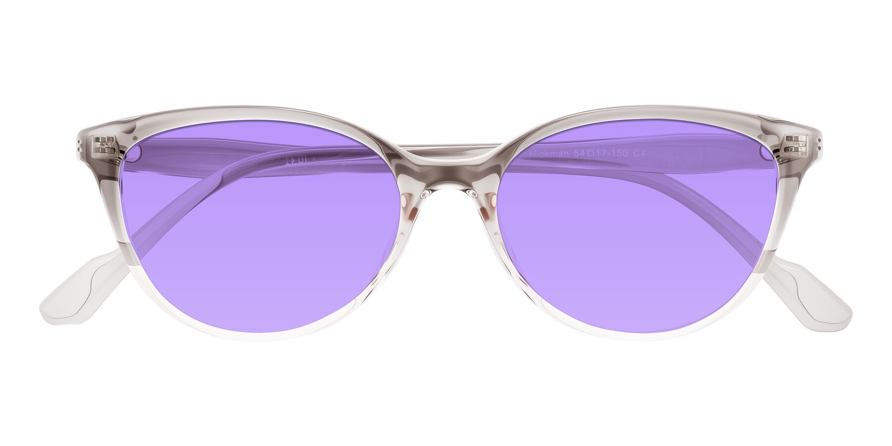 Folded Front of Hickman in Gray/Light Pink with Medium Purple Tinted Lenses