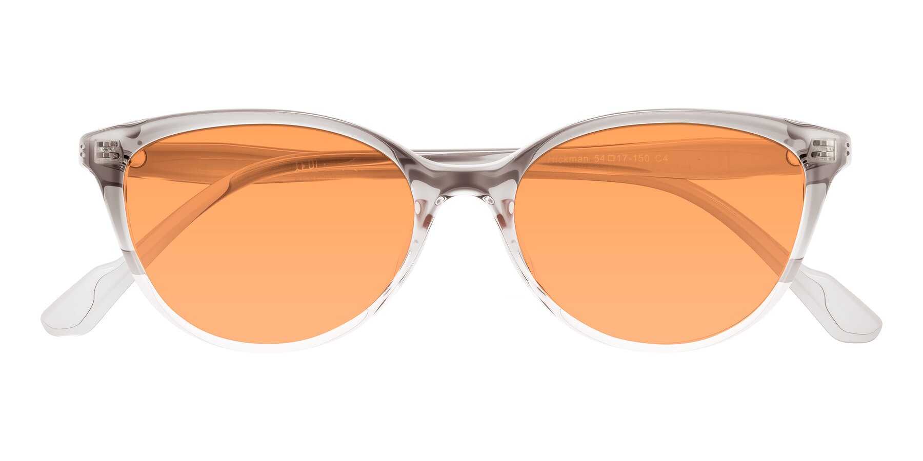 Folded Front of Hickman in Gray/Light Pink with Medium Orange Tinted Lenses