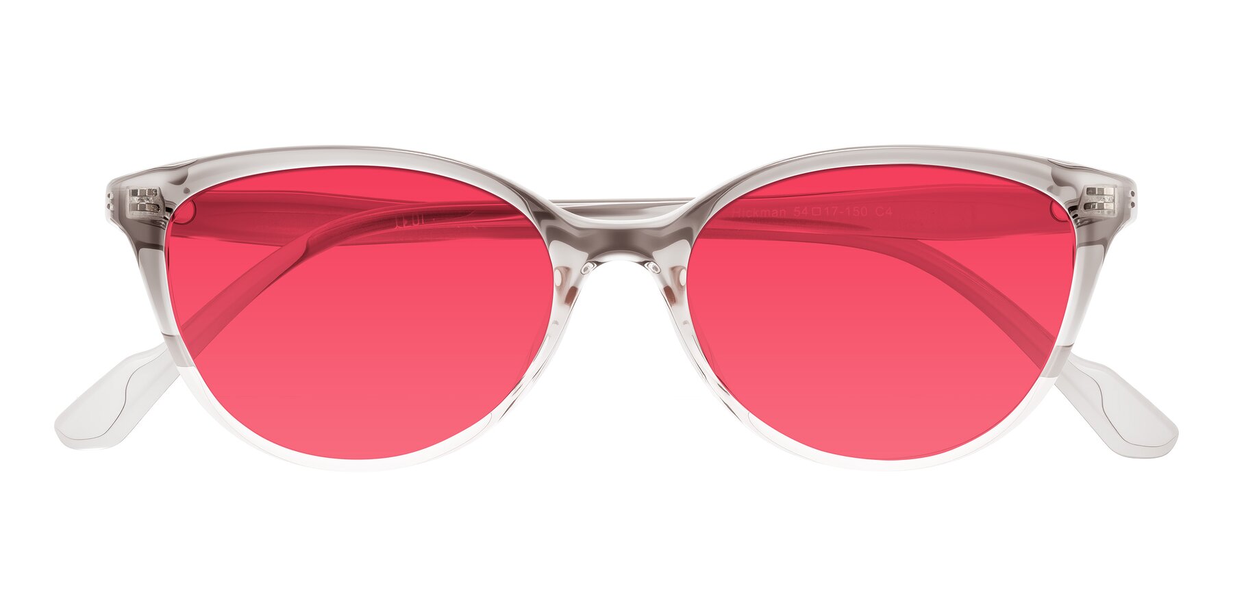 Folded Front of Hickman in Gray/Light Pink with Red Tinted Lenses