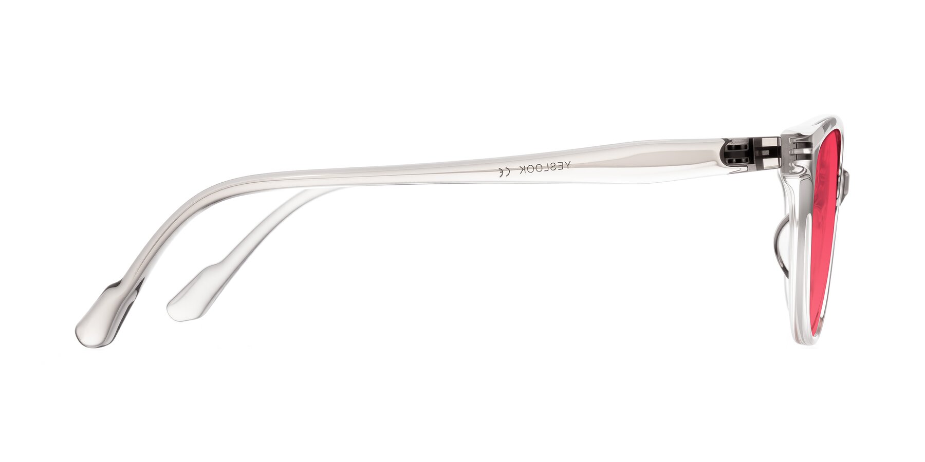 Side of Hickman in Gray/Light Pink with Red Tinted Lenses