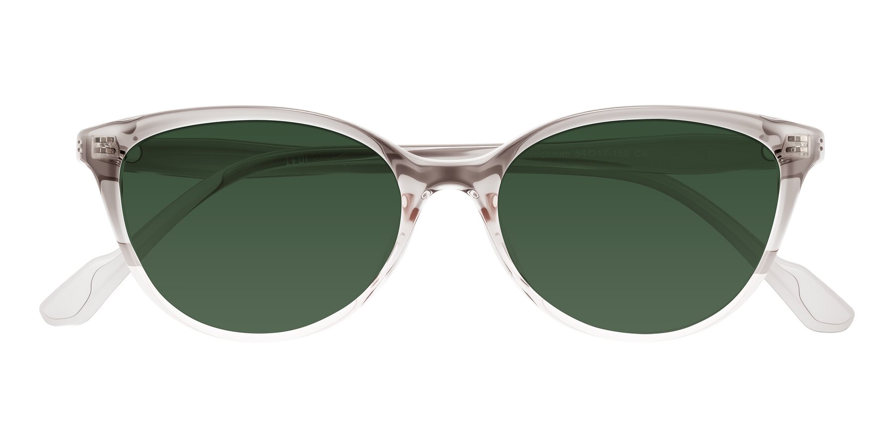 Folded Front of Hickman in Gray/Light Pink with Green Tinted Lenses