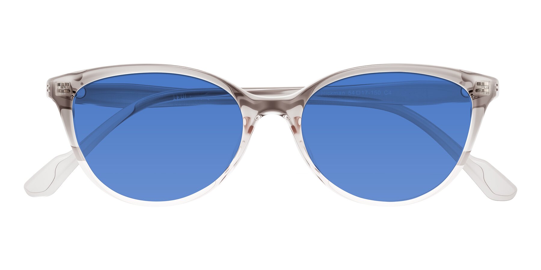 Folded Front of Hickman in Gray/Light Pink with Blue Tinted Lenses
