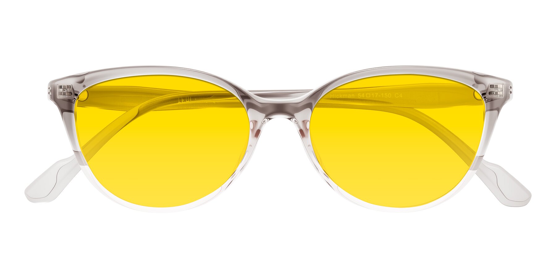 Folded Front of Hickman in Gray/Light Pink with Yellow Tinted Lenses