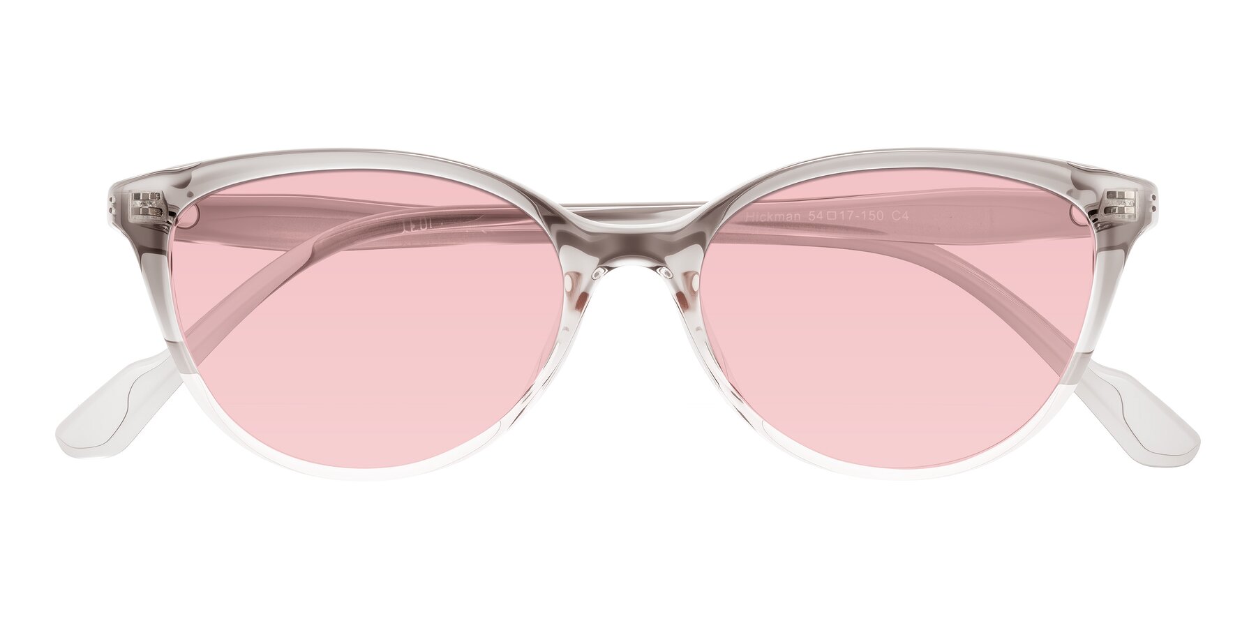 Folded Front of Hickman in Gray/Light Pink with Light Garnet Tinted Lenses