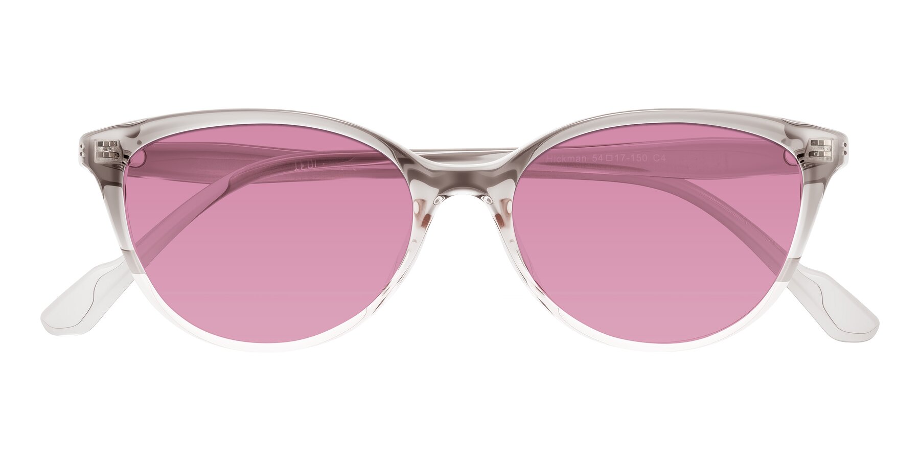 Folded Front of Hickman in Gray/Light Pink with Medium Wine Tinted Lenses