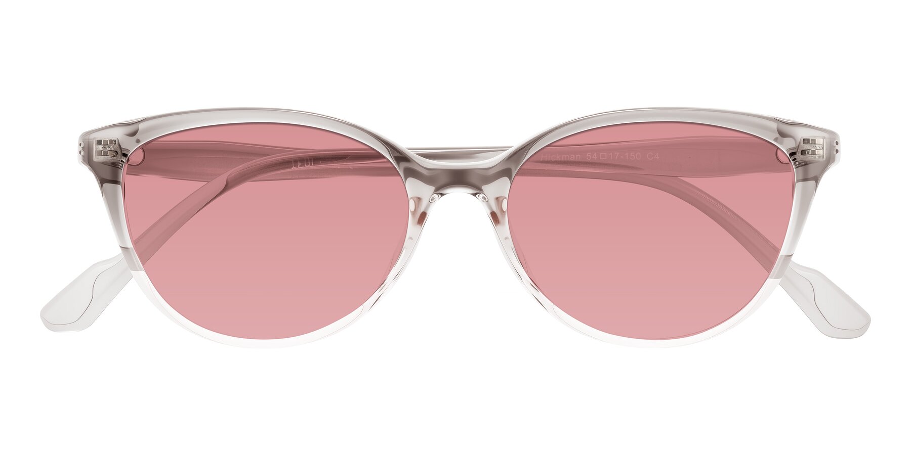 Folded Front of Hickman in Gray/Light Pink with Medium Garnet Tinted Lenses