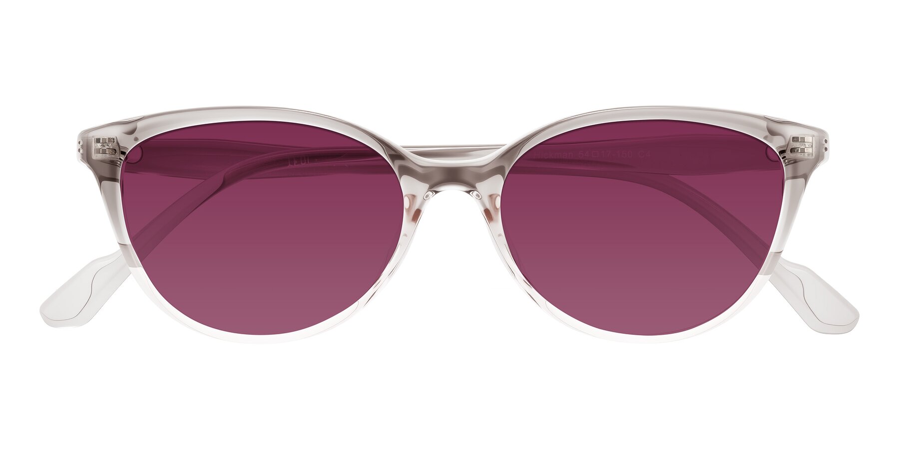 Folded Front of Hickman in Gray/Light Pink with Wine Tinted Lenses