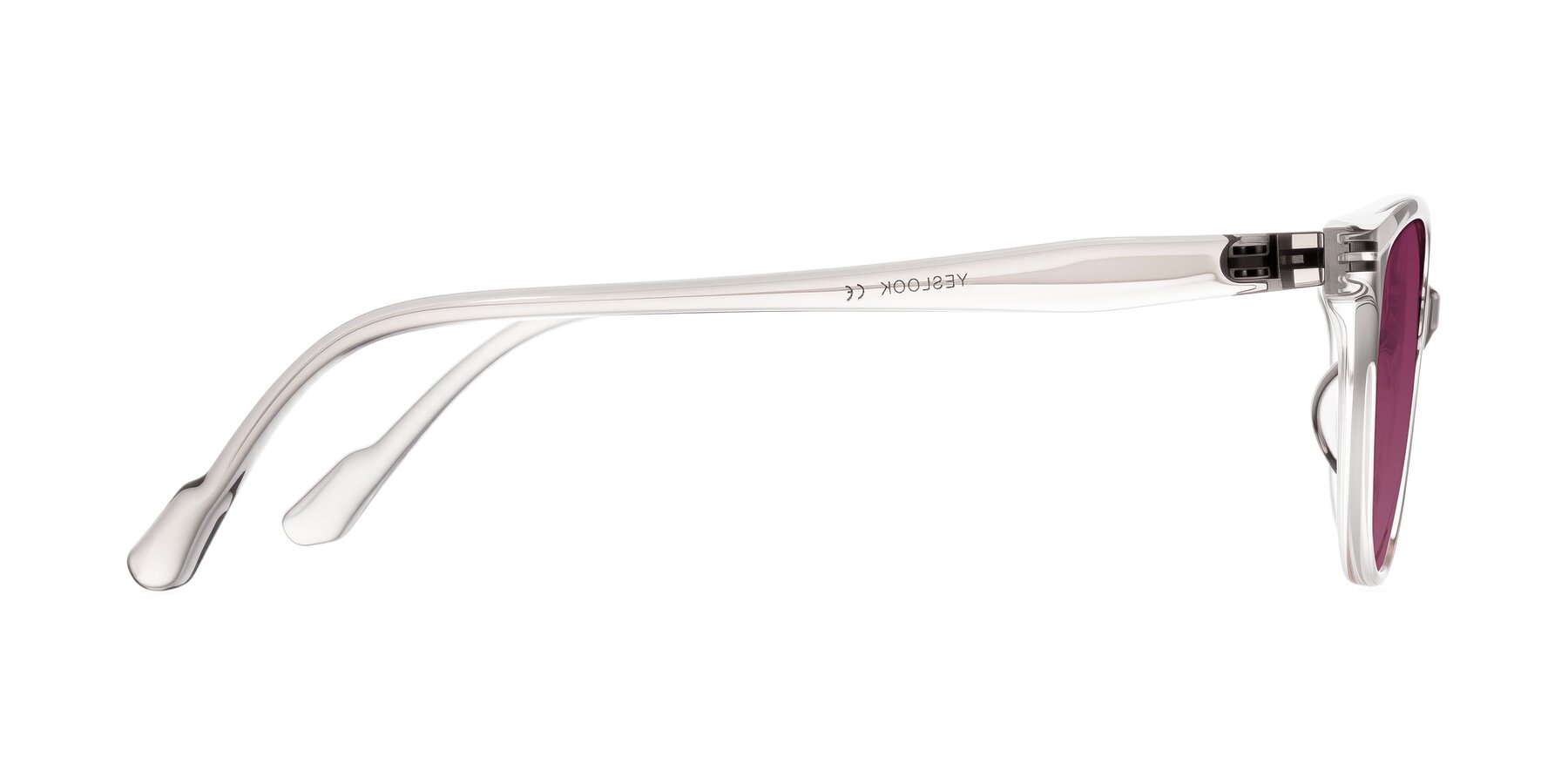 Side of Hickman in Gray/Light Pink with Wine Tinted Lenses