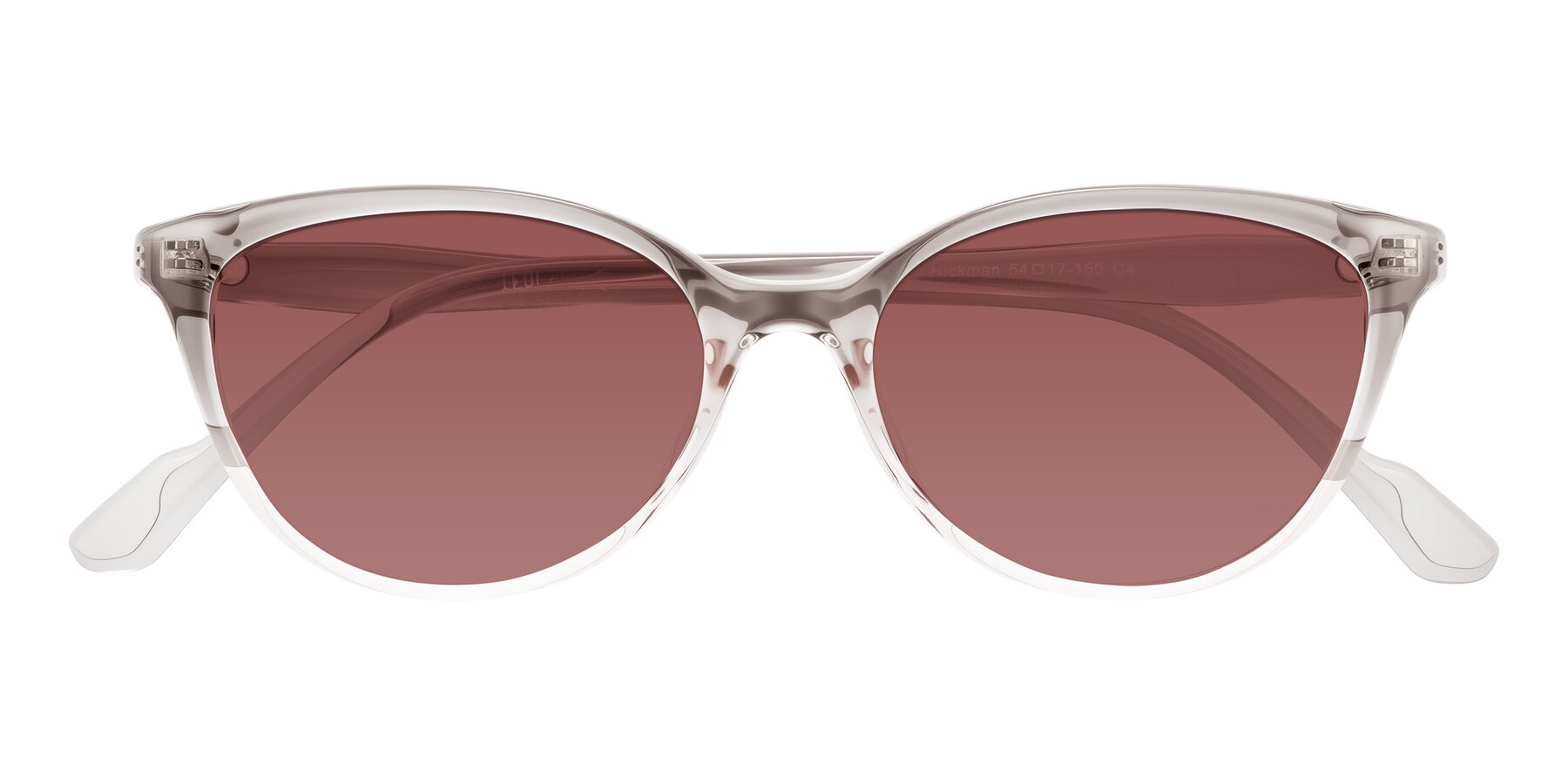 Folded Front of Hickman in Gray/Light Pink with Garnet Tinted Lenses