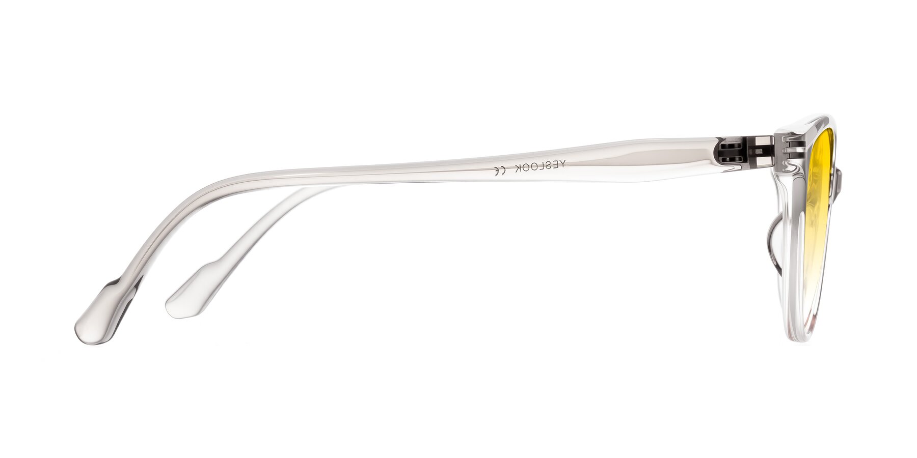 Side of Hickman in Gray/Light Pink with Yellow Gradient Lenses