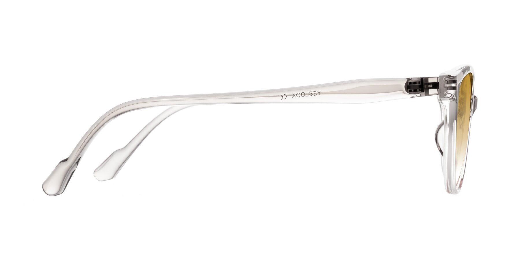 Side of Hickman in Gray/Light Pink with Champagne Gradient Lenses