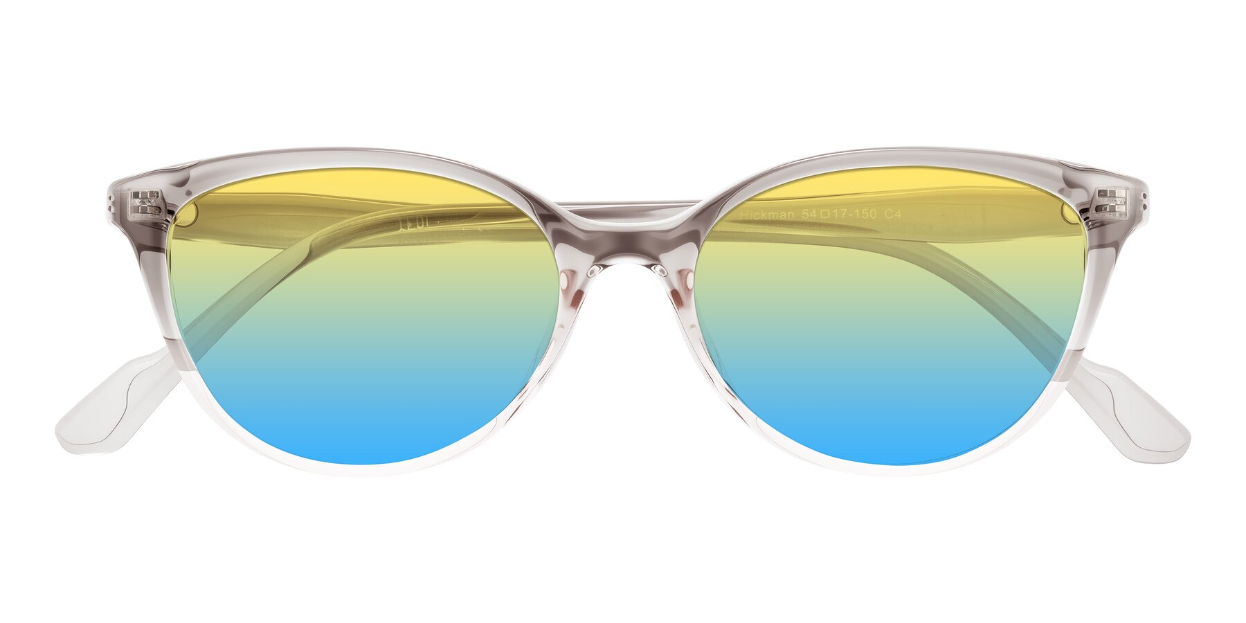 Folded Front of Hickman in Gray/Light Pink with Yellow / Blue Gradient Lenses