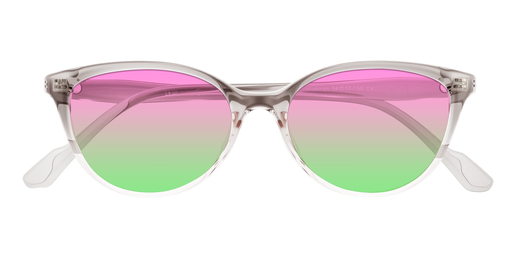 Folded Front of Hickman in Gray/Light Pink with Pink / Green Gradient Lenses