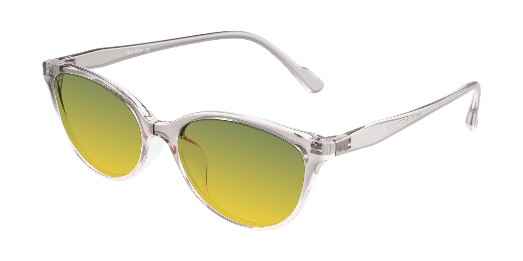 Angle of Hickman in Gray/Light Pink with Green / Yellow Gradient Lenses