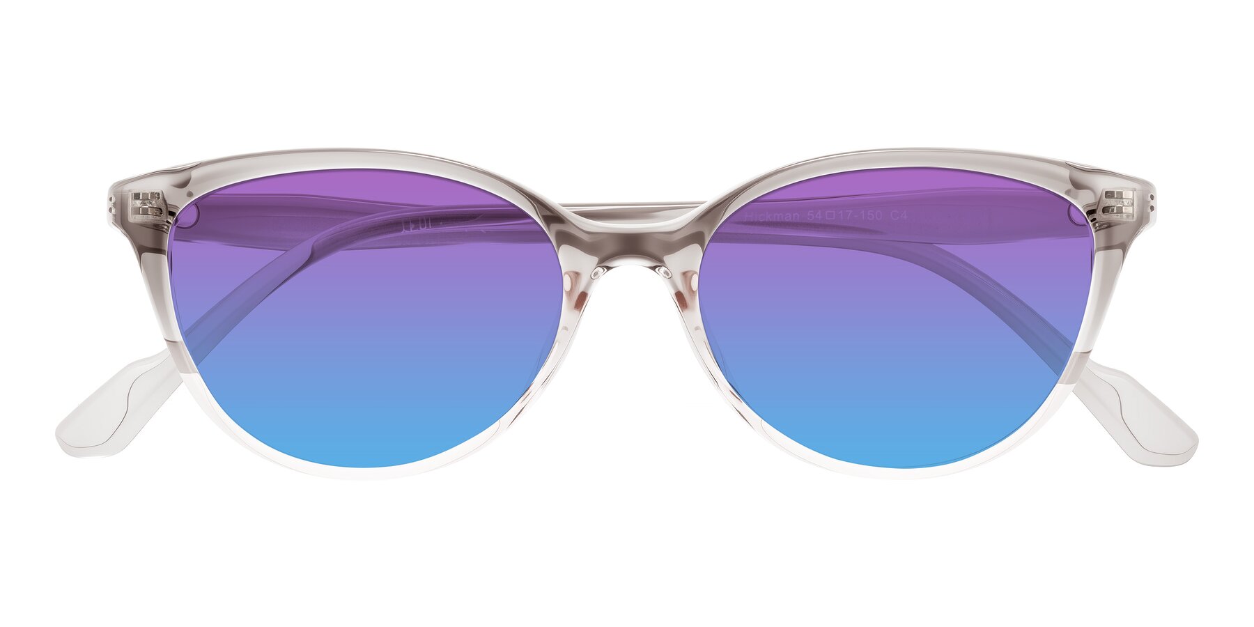 Folded Front of Hickman in Gray/Light Pink with Purple / Blue Gradient Lenses