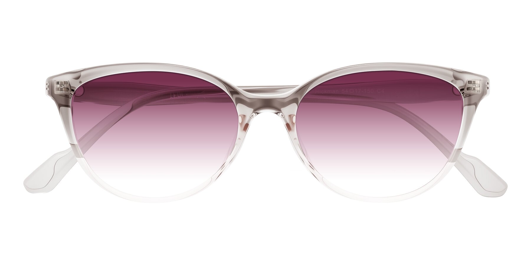 Folded Front of Hickman in Gray/Light Pink with Wine Gradient Lenses